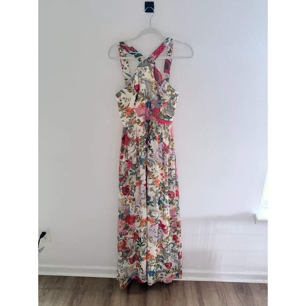 Lulus Lilja Cream Floral Paisley Print Maxi Dress-Size Medium - Picture 3 of 7